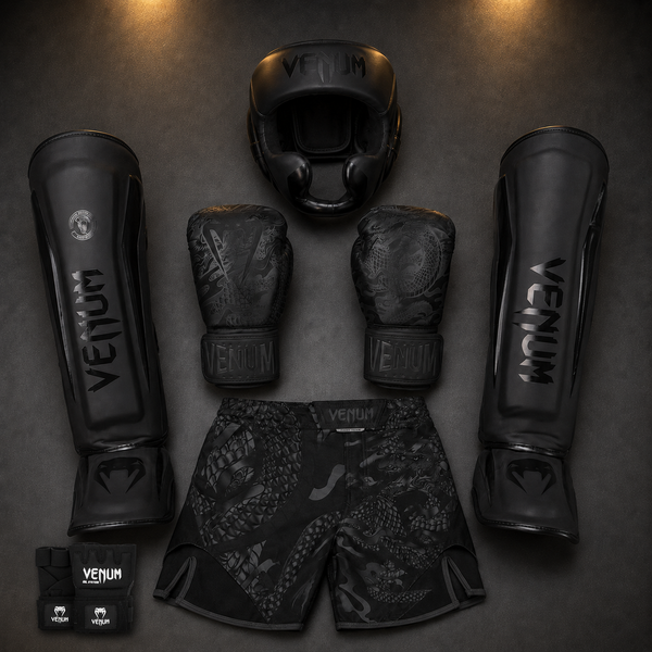 Venum Dragon's Flight Black Fightset completo