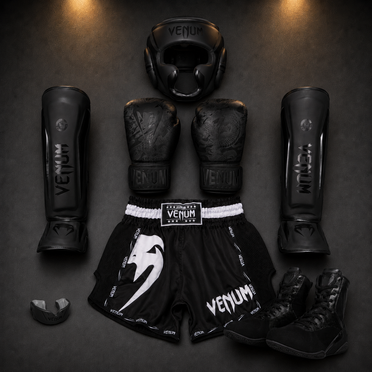 Venum Giant Black White Fightset completo