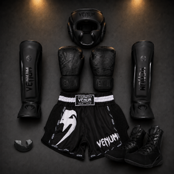 Venum Giant Black White Fightset completo