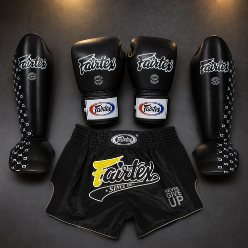 Fairtex Never Give Up Black Gold Fightset