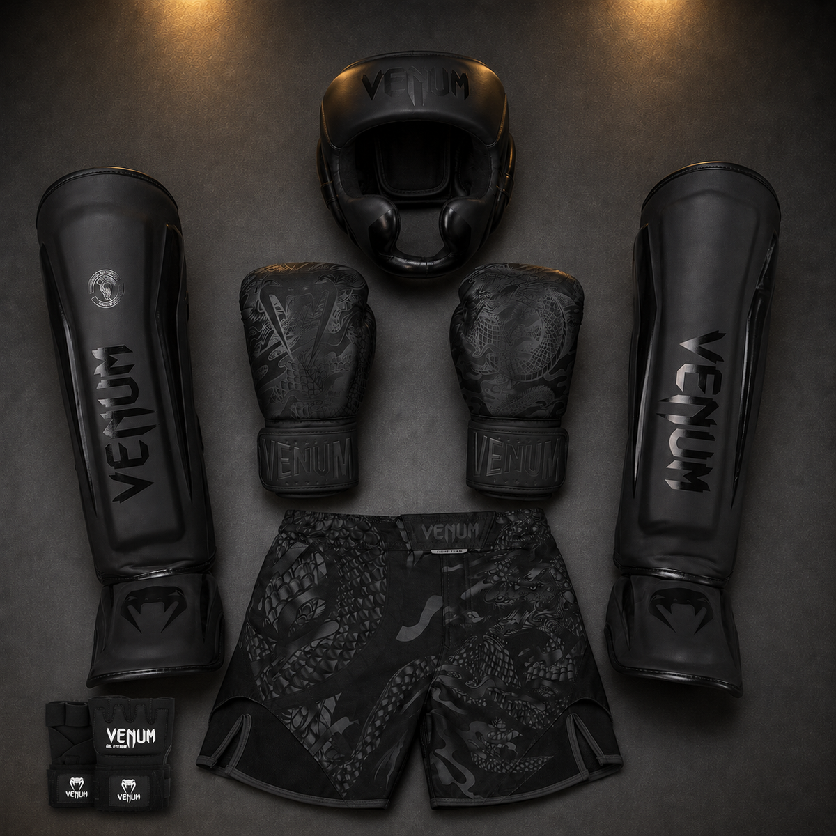 Venum Dragon's Flight Black Fightset completo